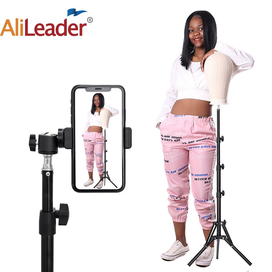 Alileader 125CM Golden Mannequin Head Tripod Adjustable Tripod Wig Stand Wig Making Kit With Wig Storage