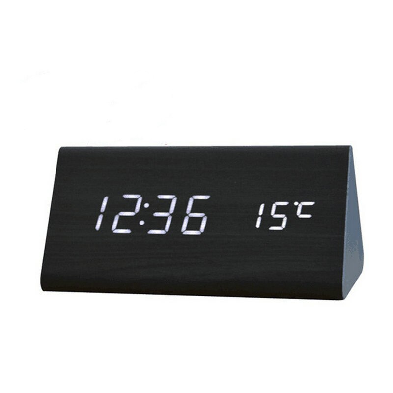 LED Digital Clock Wooden Alarm Clock Table Sound C... – Grandado