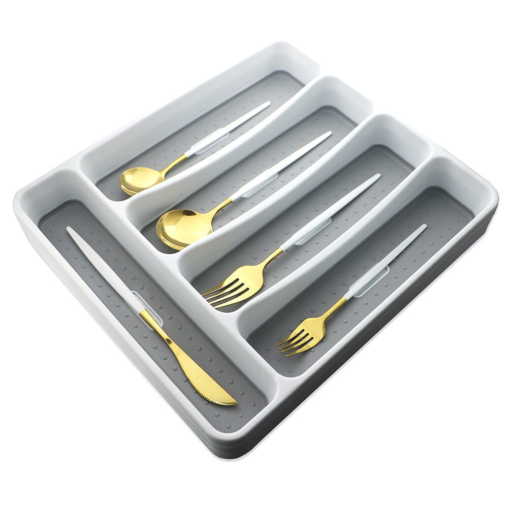 Bandeja de cubiertos de separación, cajón organizador de cubiertos, cuchillo, cuchara, tenedor, vajilla, caja de almacenamiento de plástico, accesorios de cocina
