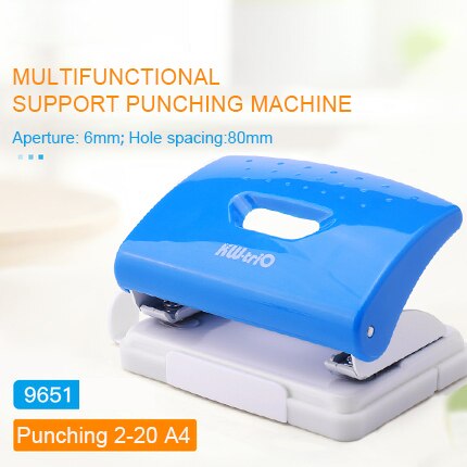 Mini perforadora de doble agujero portátil, Metal Abs, , escuela, oficina, papelería, 10 hojas de apertura, 6mm, nueva: blue