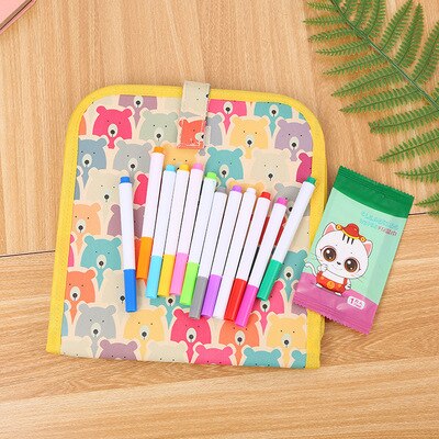Children's Reusable Water Drawing Book Baby Magic Cartoon Portable Erasable Graffiti Painting Books Foldable Blackboard With Pen: I