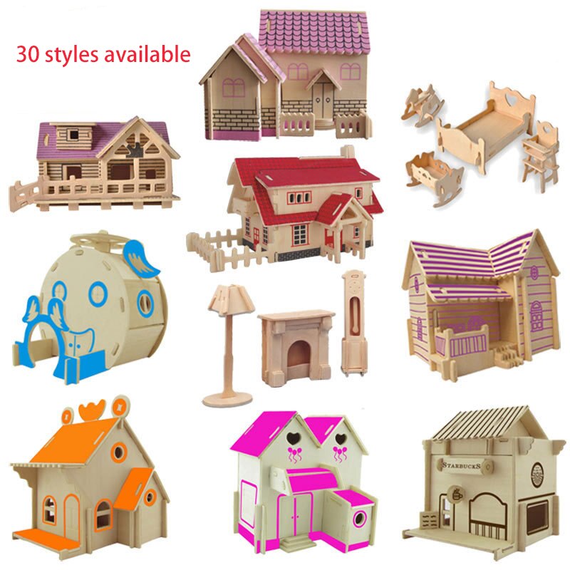 3D holz gebäude puzzle kleine haus modell 6-8 jahre alt kinder pädagogisches spielzeug kabine