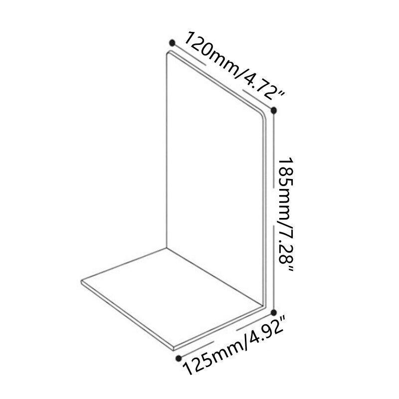Desktop Organizer Office Stationery Book End Reading L Shape Transparent Acrylic