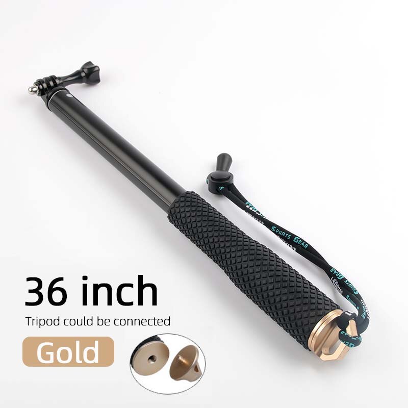 Portable Selfie Stick for GoPro Hero 7 6 5 4 Action Camera Extend Monopod for Xiaomi Yi 4K Sjcam Sj4000 Eken H9 Camera Accessory: 36inch Gold