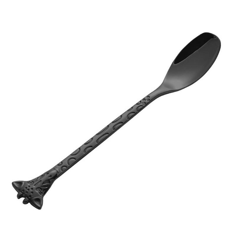 Stainless Steel Dessert Spoon Cartoon Giraffe Spoon Cake Ice Cream Coffee Stirring Spoon Kitchen Dining Teaspoon: Black