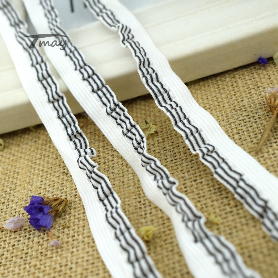 #1433 strepen ruche kant stof 4 yards/lot 13mm(4/8 ") elastische kant rand lint kant rand grosgrain lint stretch kant gehaakt