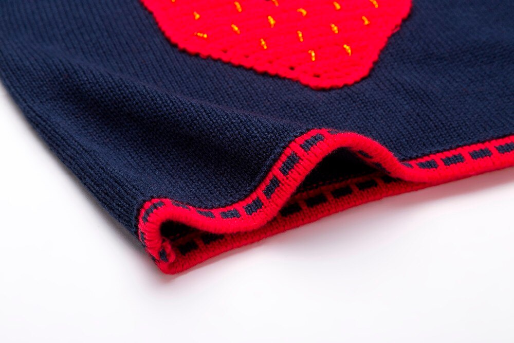 Herfst En Winter, Baby meisje Leuke Trui, Diepe Blauwe Aardbei Patroon Puur Katoen Gebreide Trui, mooie & Lovely