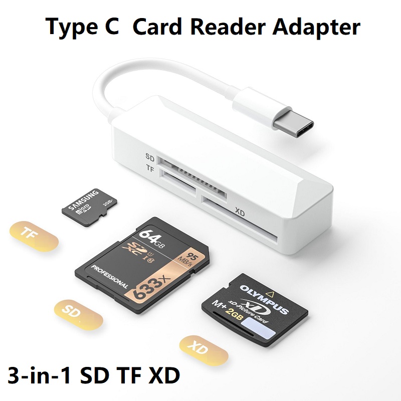 3 in 1 Lightning to XD Card Reader for iPhone XD Memory Card Adapter SD Card Reader ipad XD Picture Card Reader iPhone for TF XD