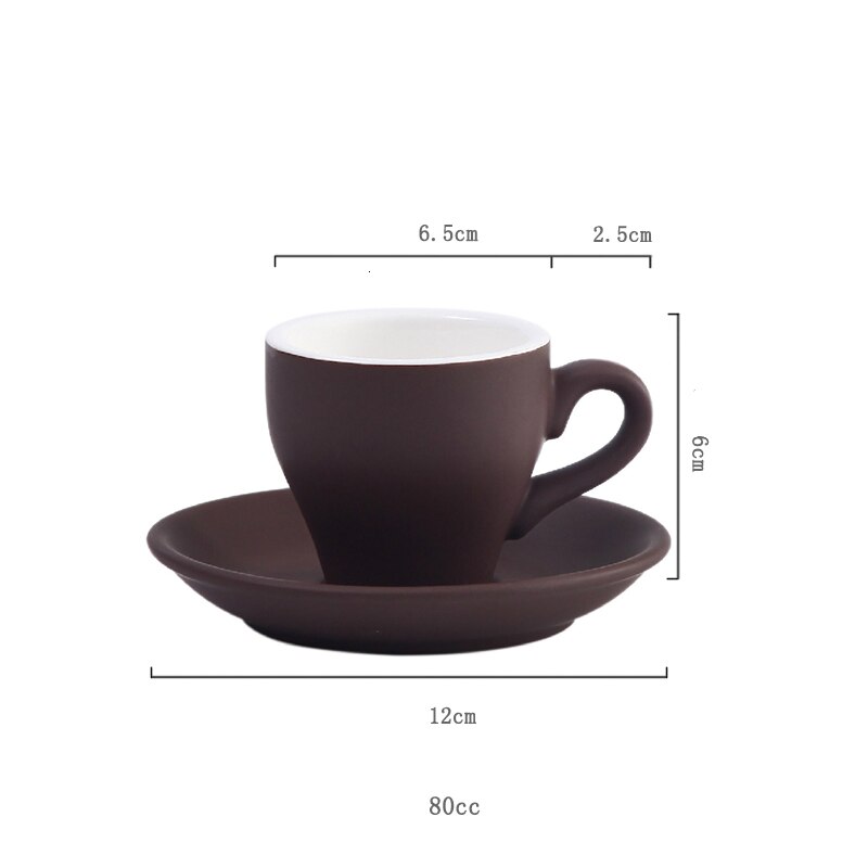 Taza de café expreso de cerámica con forma de tulipán, conjunto de platillos para café, 80ml