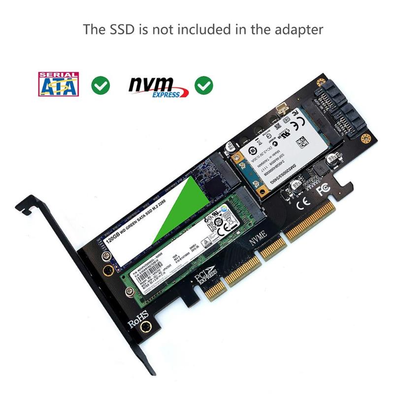 3 in 1 SSD Adapter Card NGFF M.2 NVMe AHCI SATA msata PCI-E 3.0 4X SATA 3.0 Radiator Thermische geleidende Siliconen Pad