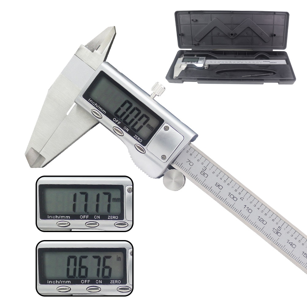 6" 150mm 8'' 200mm Stainless Steel Digital Caliper Electronic Micrometer Vernier Calipers Measuring Tool