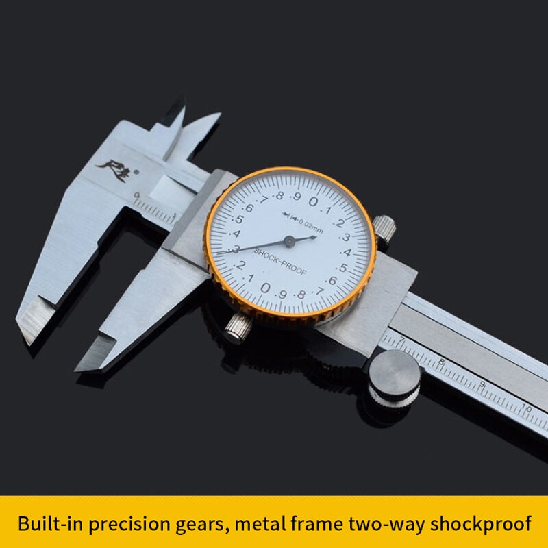 High Precision Shockproof Caliper With Watch Stainless Steel Material 150/200/300mm Industrial Grade Dial Calipers