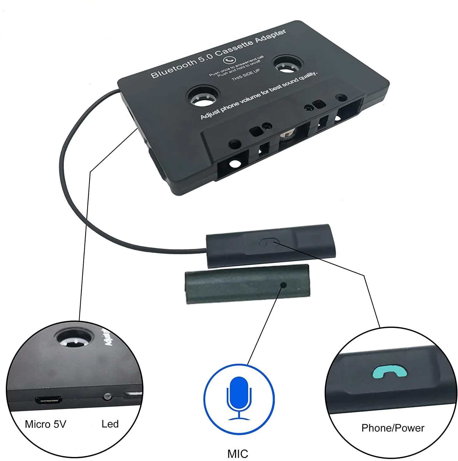Bluetooth 5,0 Auto Audio Stereo Kassette Fahrzeug Bluetooth Band Konverter Kassette Player Auto MP3 Freisprecheinrichtung Telefonbuch Für Iphone