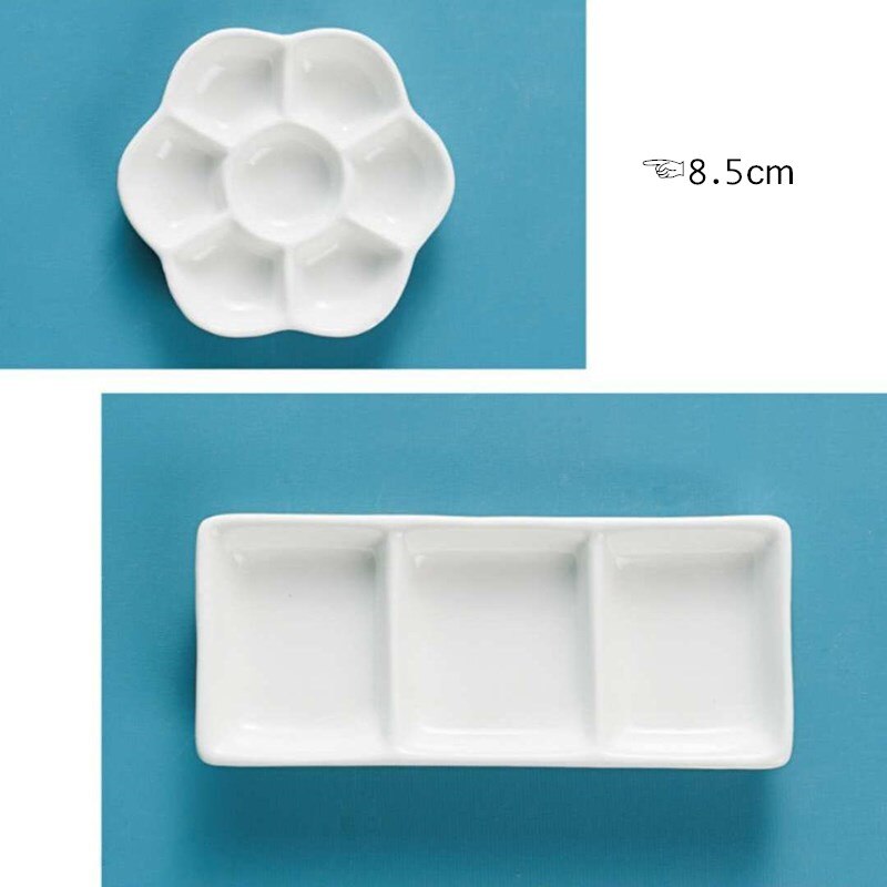 Palette d'aquarelle en céramique de , rectangulaire, multi-grille, pour peinture gouache, fournitures d'art en acrylique: 8.5cm and 3 cells