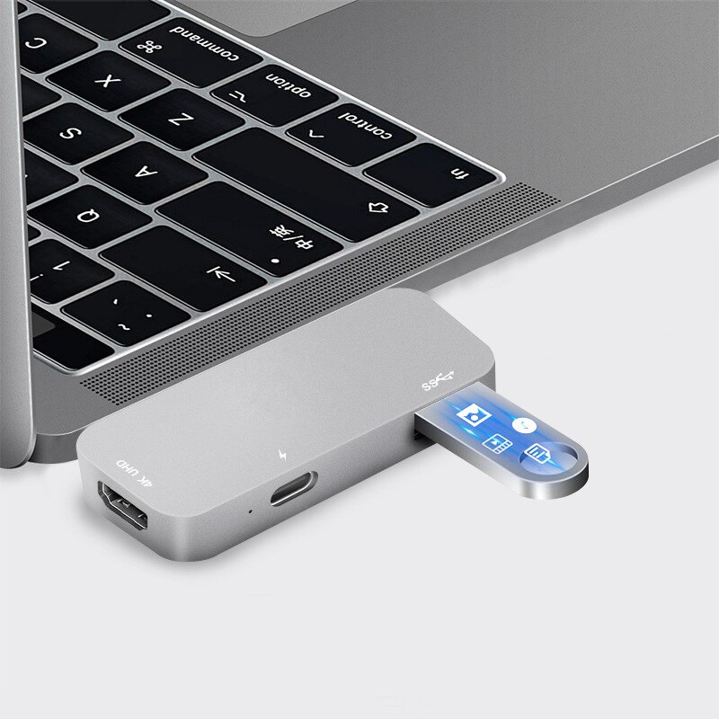 MultiFunction USB Hub Adapter 3 In1 USB C Hub Adapter 4K HDMI Thunderbolt 3.1 Charger for Pro