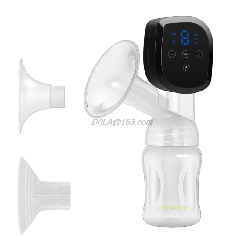 Kit de sacaleches eléctrico USB portátil con botellas de leche pantalla LCD inteligente Extractor de leche de una sola pieza: Black