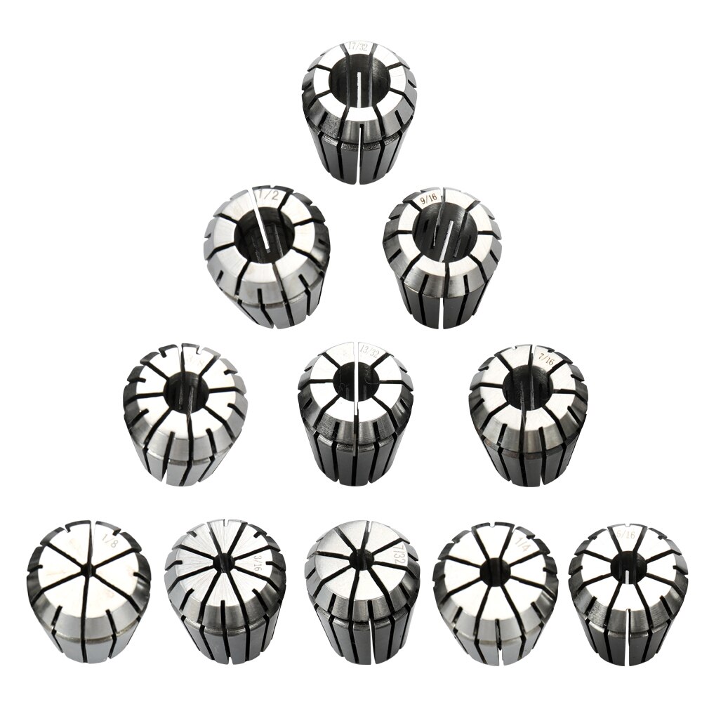 11pcs Precision Spring Collet Set Chuck Collets for CNC Workholding Engraving and Milling Lathe Accessories Tool