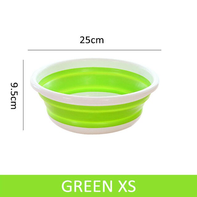 Bærbar sammenklappelig håndvask rejser sammenklappelig vask bilvaskeværktøj vegetabilsk frugtbassin hængende håndvask til husholdningsvaskerum: Grøn-xs