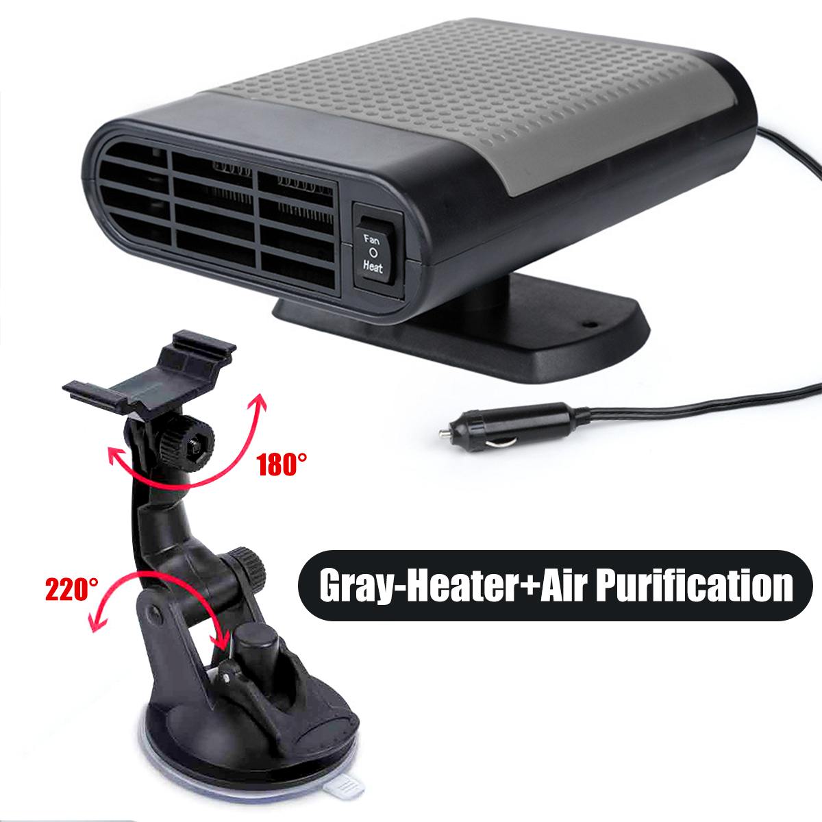 12V 500W Demister Vehicle Heater Cooling Fan for Windshield 2 IN 1 Portable Fast Heating Car Heater Cooler Defogger Defrosts: Grey HeateAir Purify
