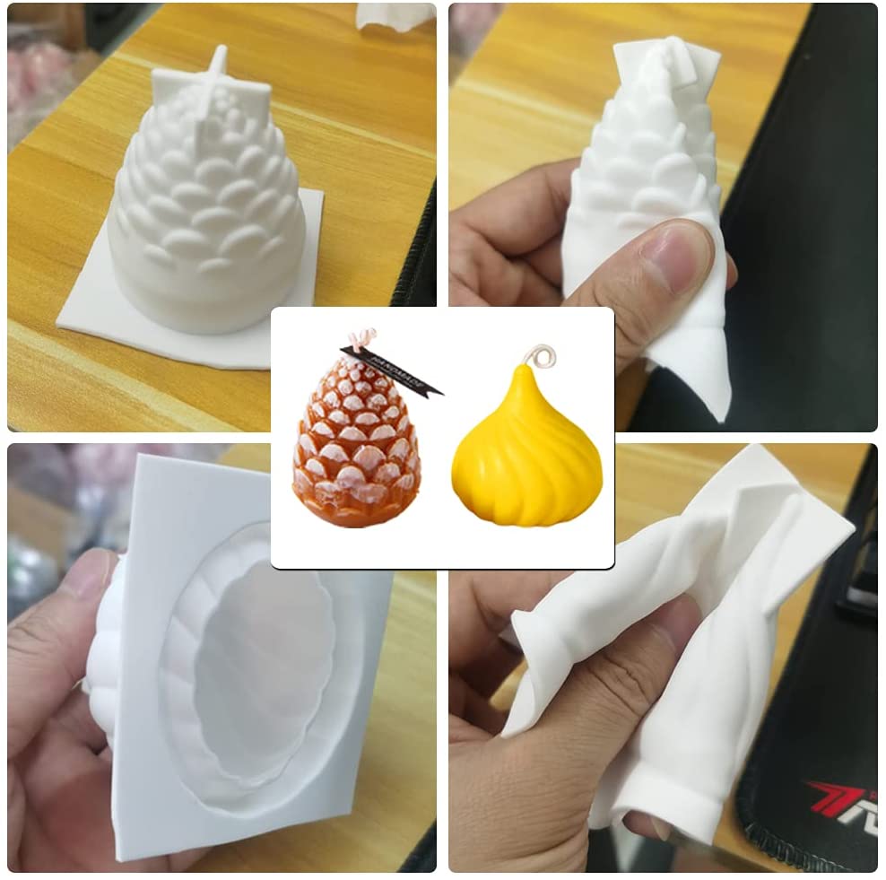 Candle Molds 3D Shape Handmade DIY Chocolate Cake Silicone Dinner Decorative Mould for Candle Making Set