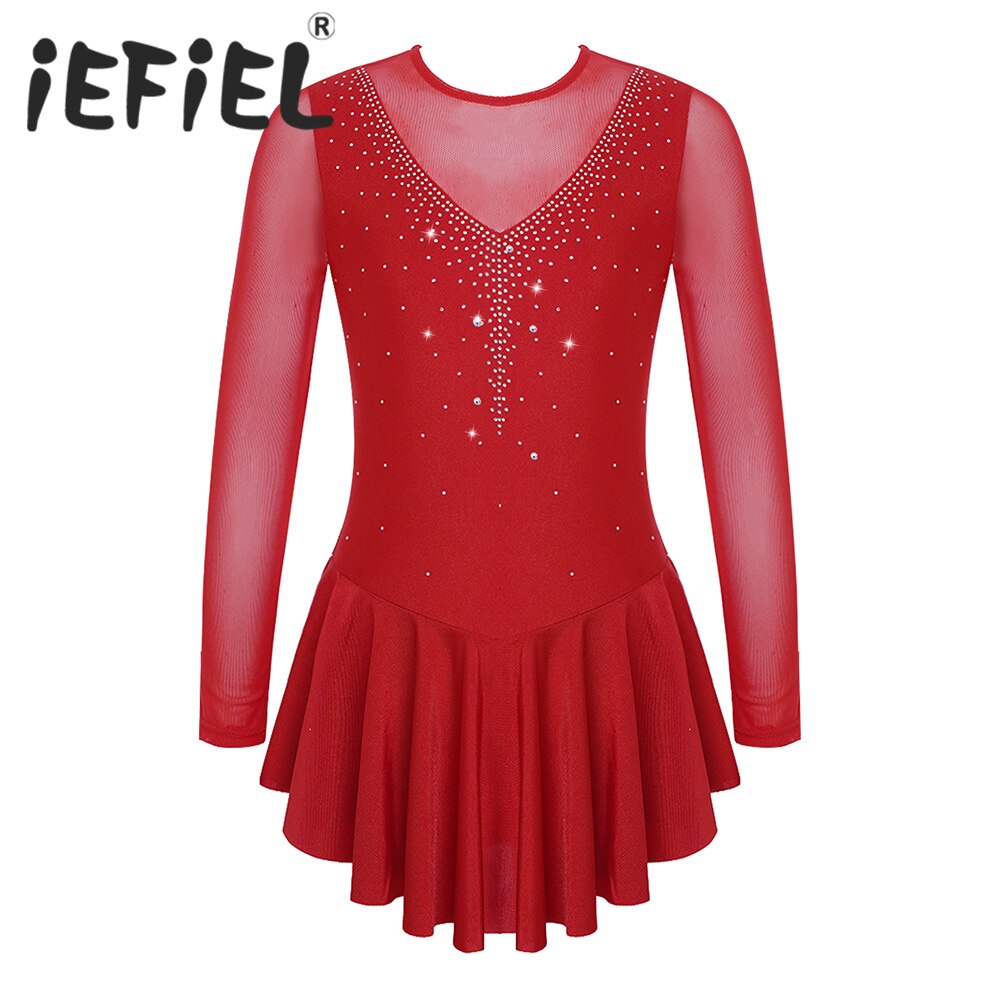 Robe de patinage sur glace pour enfants, Costume de danse, de Ballet, de danse, de danse, de gymnastique, pour spectacle sur scène
