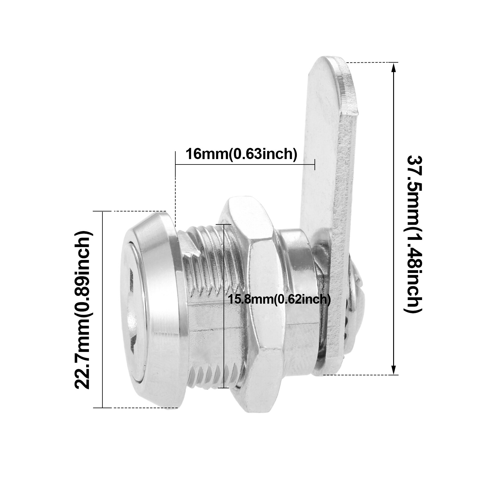 5Pcs Cabinet Cam Locks Keyed Alike 1-1/8 / 5/8 Inch Cam Lock Set for Secure Files Drawers Mailbox RV Camper Door Tool Box: 16mm