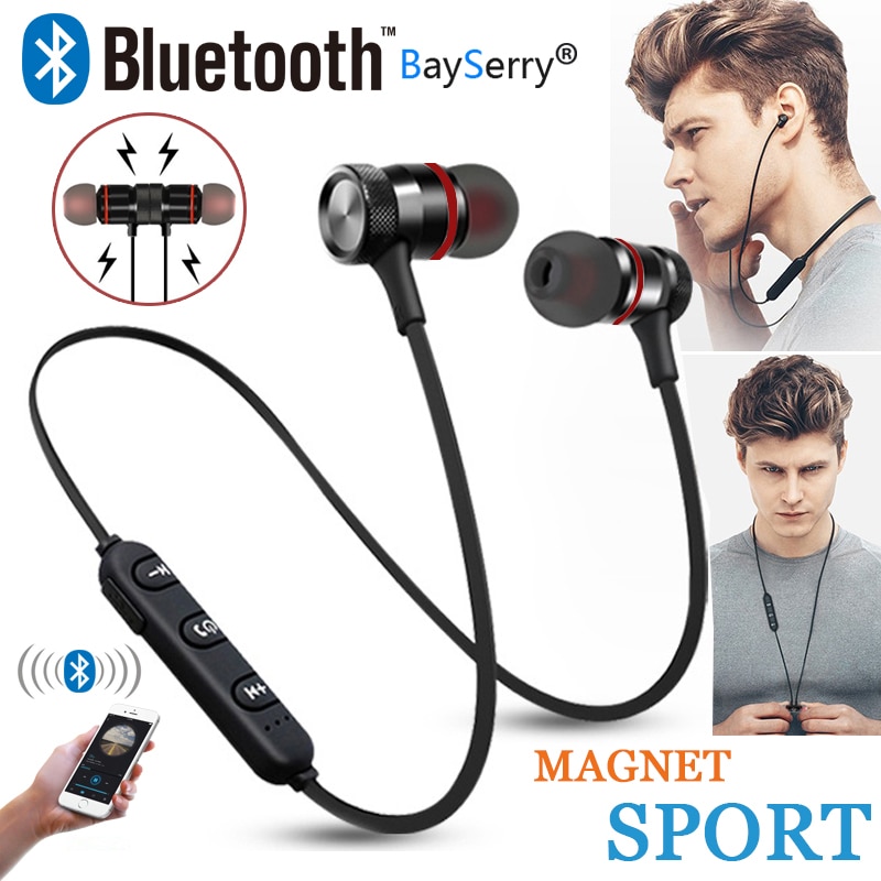 Bayserry Bluetooth 5.0 Draadloze Headset Stereo Hoofdtelefoon Sport Magnetische Oortelefoon Voor Xiaomi 7 8 9 Redmi Note 7 8 K30 k20 Pro