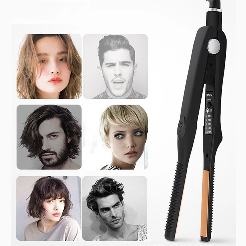 2 in 1 kleinen Glätte isen Haar glätter & Locken wickler für kurze Haare Frauen und Männer Bart glätter Bleistift Flacheisen Doppels pannung