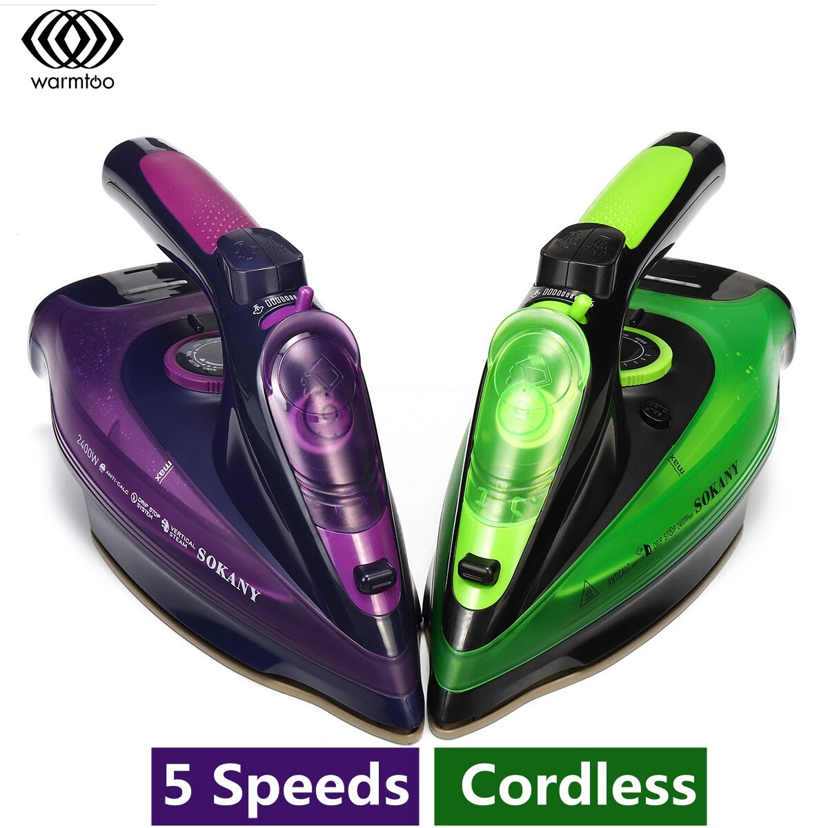 2400W Cordless Electric Steam Iron 5 Speed Adjust for garment Steam Generator Clothes Ironing Steamer Ceramic Soleplate Portable
