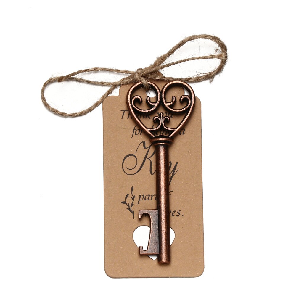 1PC Retro Key Shaped Bottle Opener Wine Keychain Souvenir Card Label Pendant Beer Opener Wedding Party Kitchen Accessories