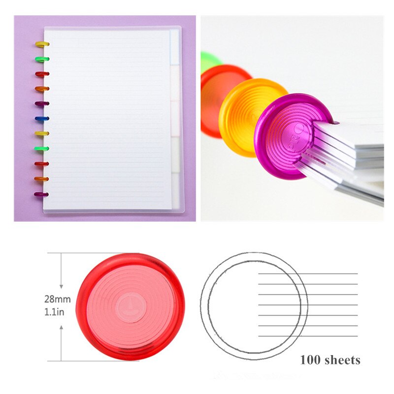 20Pcs 28mm Mushroom Hole Disc Binders for Notebooks/Planner Diy Colorful Loose Leaf Binding Rings Discbound Discs CX19-004