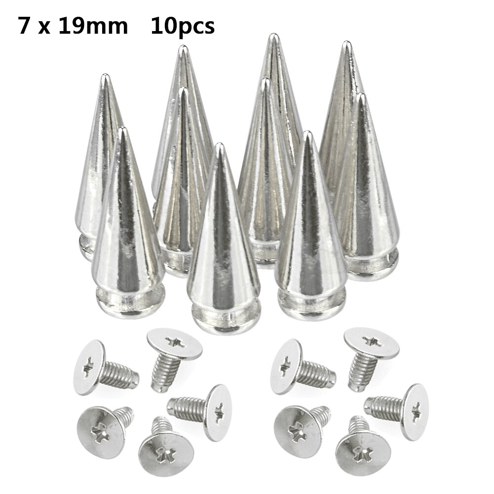 Remaches tipo bala plateados Para Ropa, tachuelas Punk de cuero, Parche de espinas, tachuelas Para Remaches, 10 Uds.: 7x19mm