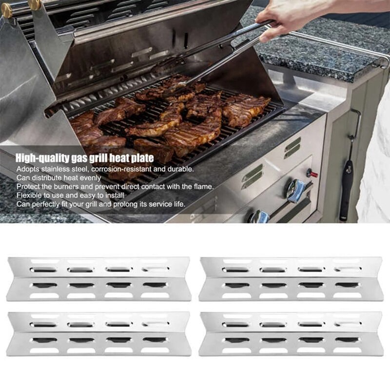 4 stuks 16 ''Rvs Grill Warmte Platen Shield Brander Covers Warmte Tent BBQ Gas Grill Vervangende Onderdelen Vlam Tamer voor Achtertuin Grill