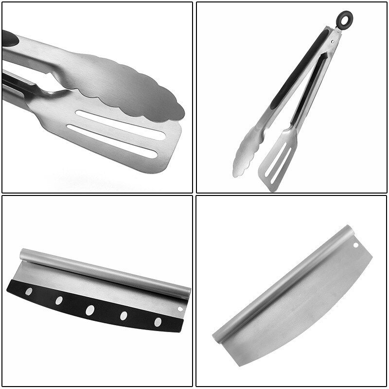 35CM Kitchen Pizza Cutter Stainless Steel PP Handle Pizza Cutter Dough Slicer Pie Pizza Cutter Food Tongs Kitchen Cocina