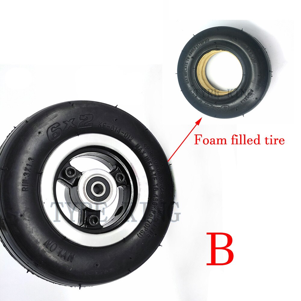 6 Inch Wheel 6x2 Pneumatic Tire Wheel for Mini Electric Scooter Fast Wheel F0 6X2 Solid Tire Wheel: wheel  B