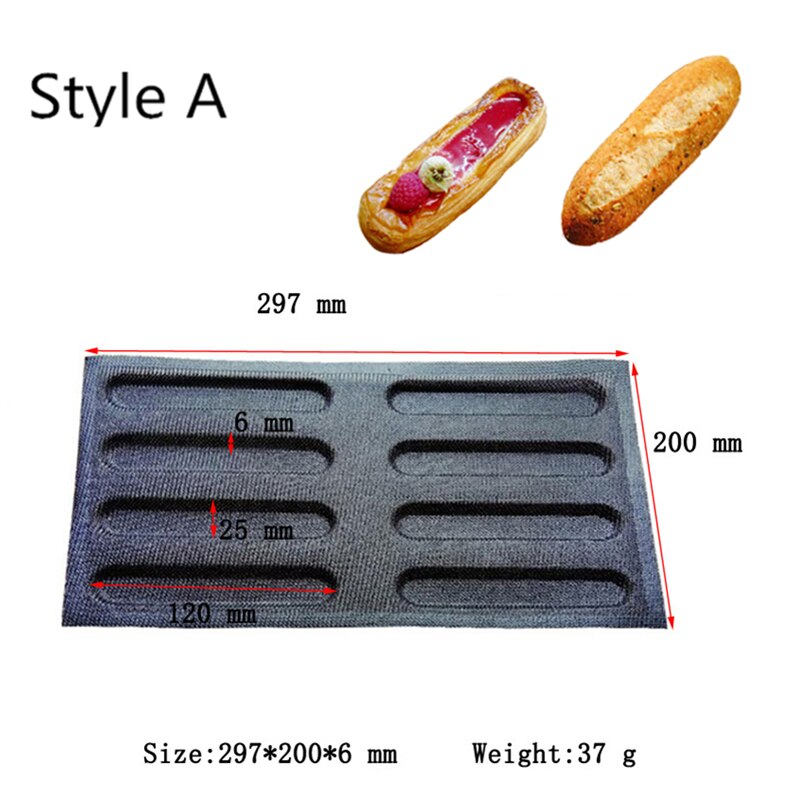 Shenhong Siliconen Geperforeerd Brood Mold Loaf Bakken Perfored Pan Baguette Eclair Hamburger Non Stick Glasvezel Bak Tray: Style A