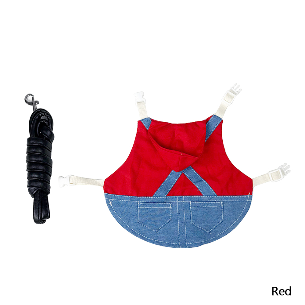 Kleine Ebene Denim Jacke Mantel nutzbar machen Leine Weste Tasche Hütte einstellen Haustier Kaninchen Kleidung für Frettchen Hase Hamster Kleine Haustier liefert: rot / L