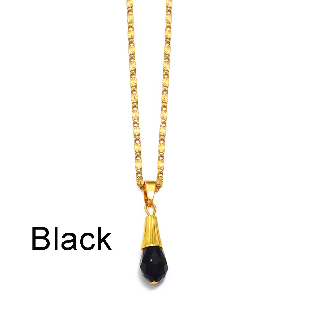 Anniyo Hawaiian Multiple Colour Ball Pendant Necklaces for Women Girls Crystal Jewelry Guam Micronesia Chuuk Pohnpei #256006: Black Ball / 45cm or 17.7 Inches