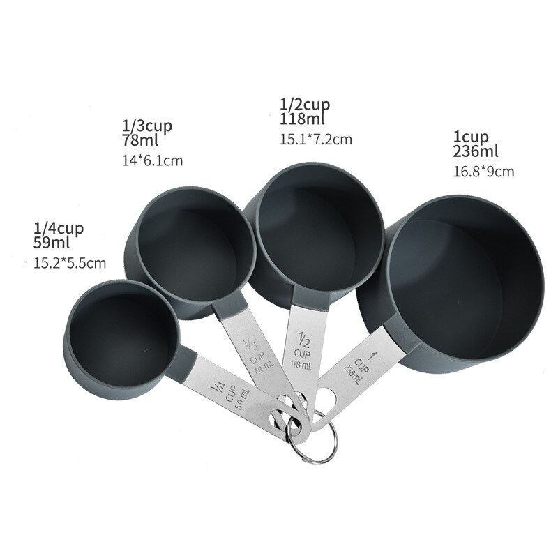 Stainless Steel Measuring Cup Measuring Spoon Set 8-piece Stainless Steel Handle Measuring Cup Measuring Baking Metering Set