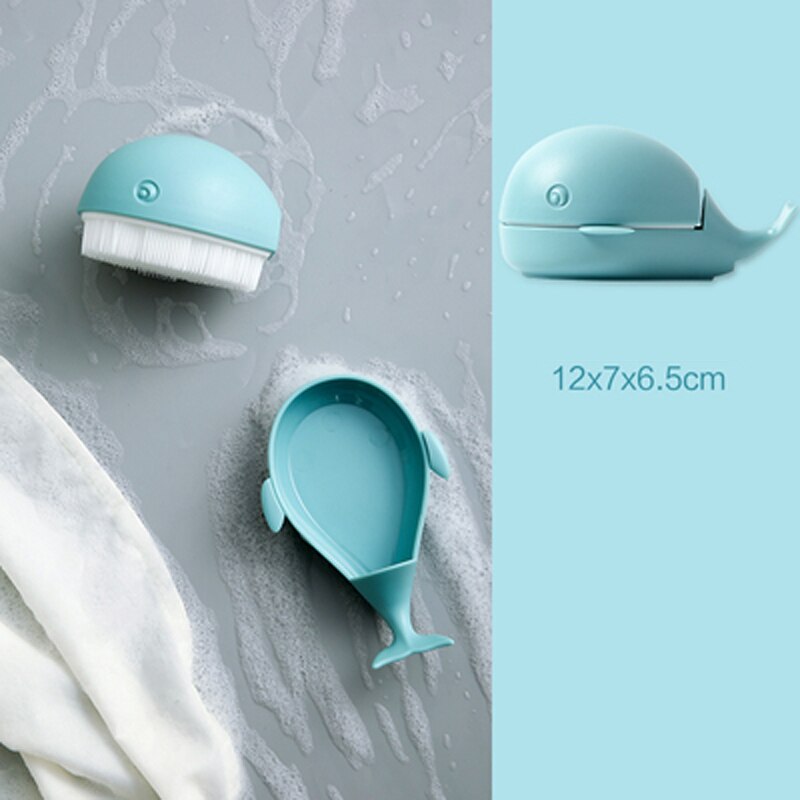 OYOREFD Cartoon Whale Shoe Brush Shoe Cleaner Clothes Washing Brush Soft Hair Shoe Brush Family Multi-function Cleaning Tool: Light Blue