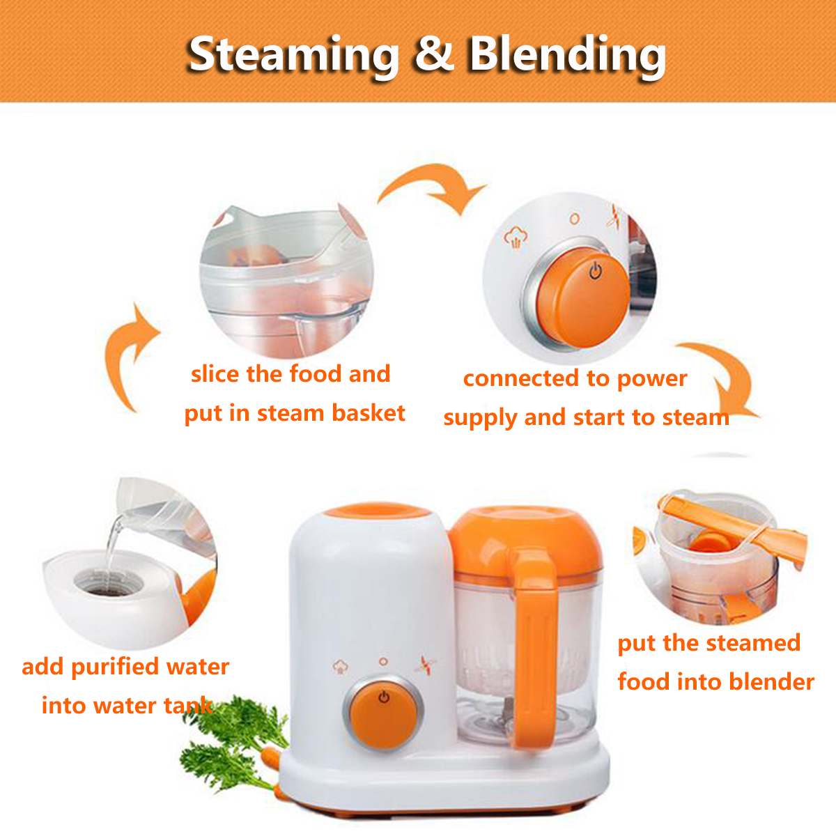 Baby Food Maker Electric Toddler Feeding Blenders Multi-function Children Food Steamer Processor Infant Fruit Vegetable Maker