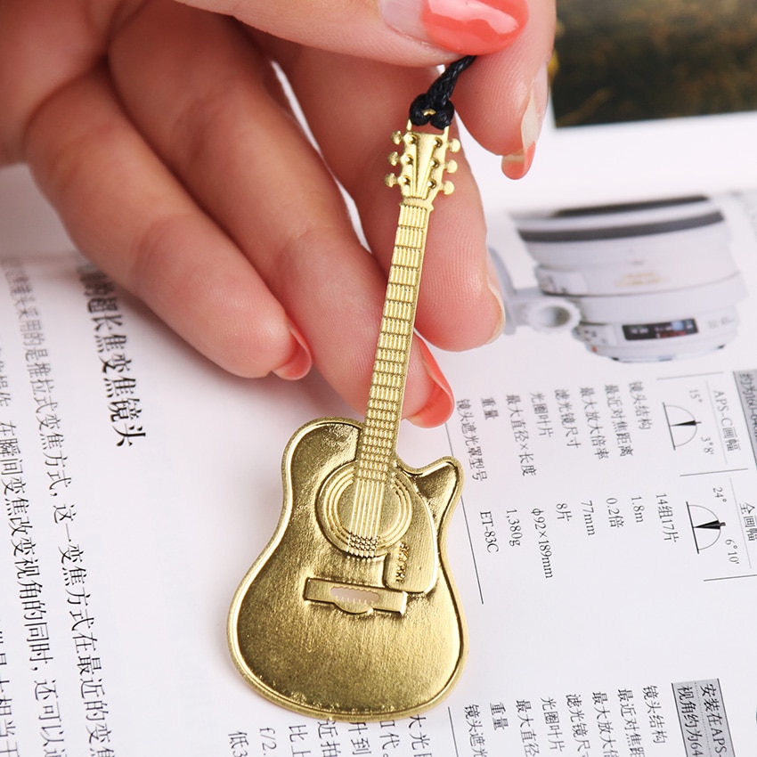 1PC Cute Gold Metal Bookmark Music Piano Guitar Bookmark for Book Korean Stationery