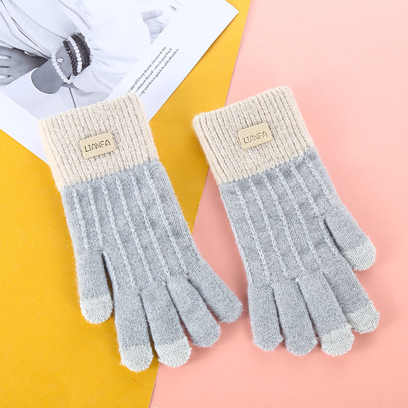 Wecute Vrouwen Herfst En Winter Warm Handschoenen Touch Screen Handschoenen Plus Fluwelen Imiteren Alpaca Outdoor Riding Winddicht Zachte: Light Gray