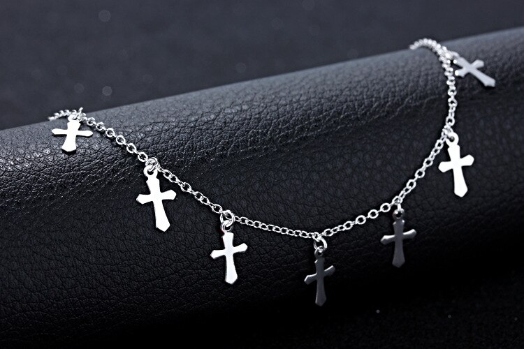 Minimalistische Cross Hanger Enkelbandje Unieke 925 Sterling Zilveren Enkelbanden Enkelband Foot Sieraden Zomer Lichaam Strand Sieraden