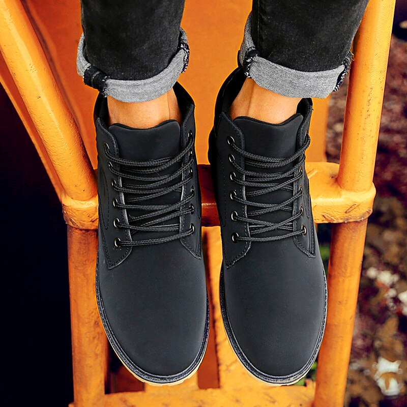 Baskets montantes noires pour homme, chaussures décontractées, automne et hiver