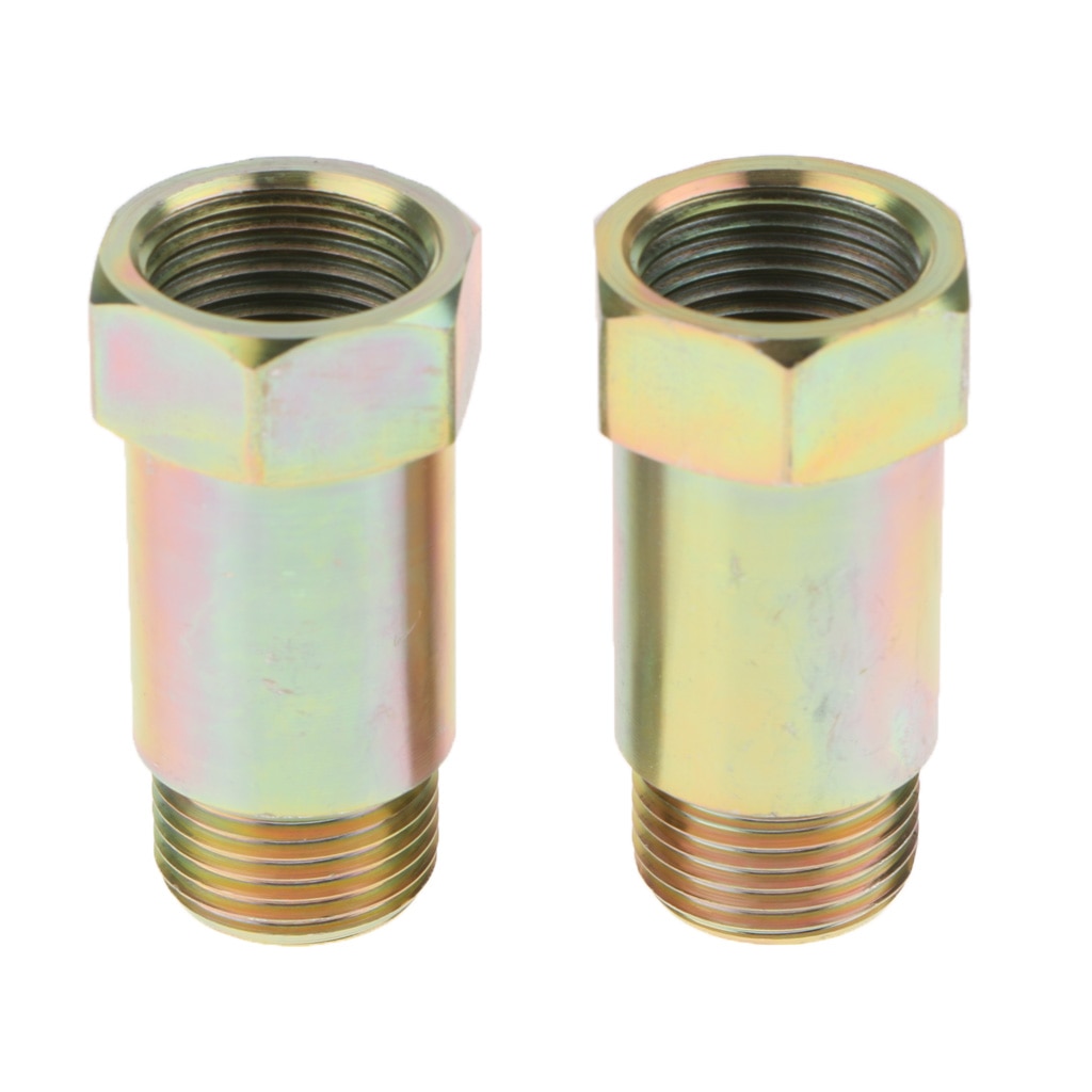 2PCS M18x1.5 O2 Oxygen Sensor Bung Adapter Extender Spacer 45mm Long Gold