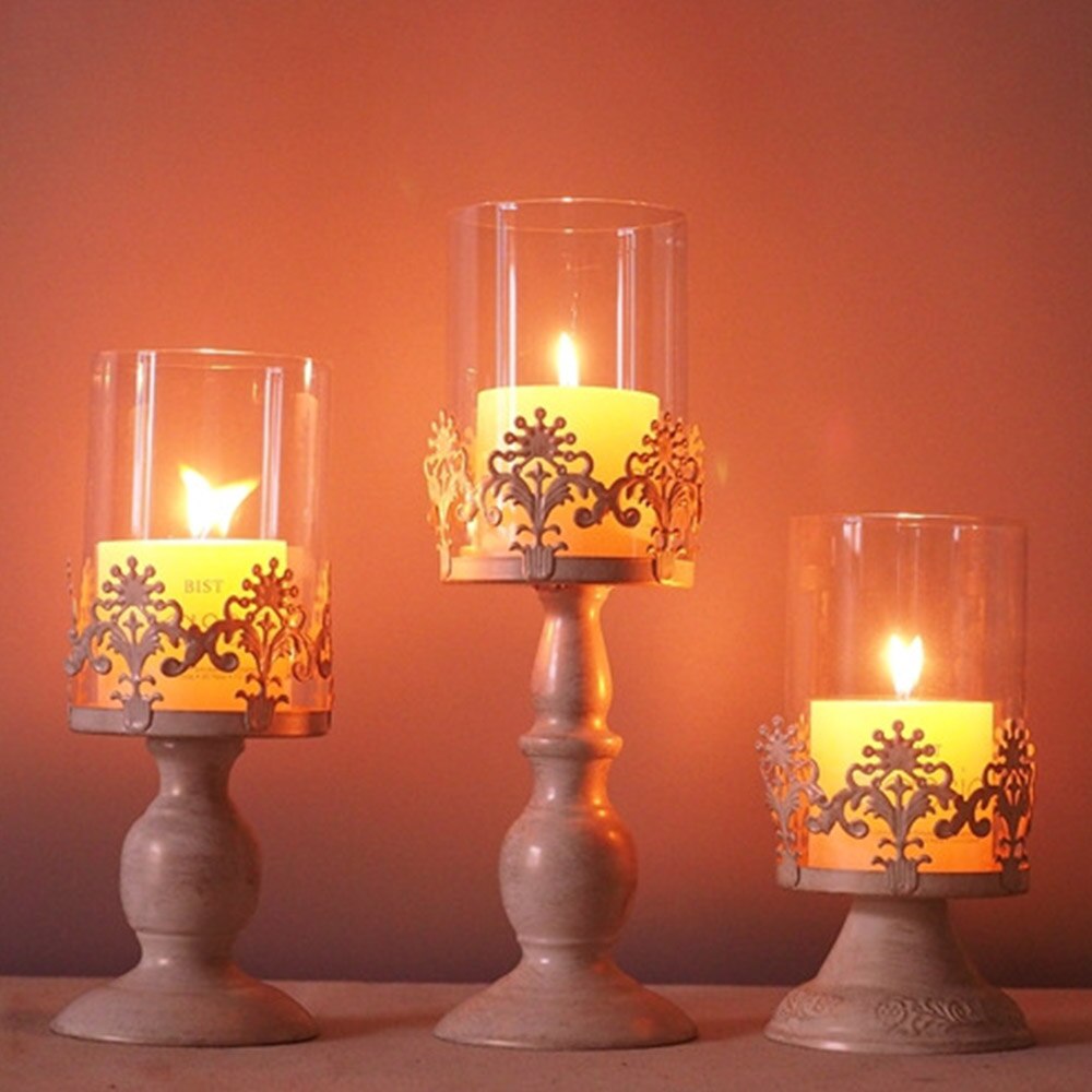 candelero con soporte de cubitos para velas, candelabro con Base de Metal, candelabro grande de cristal, soportes para velas de boda, decoración de escritorio