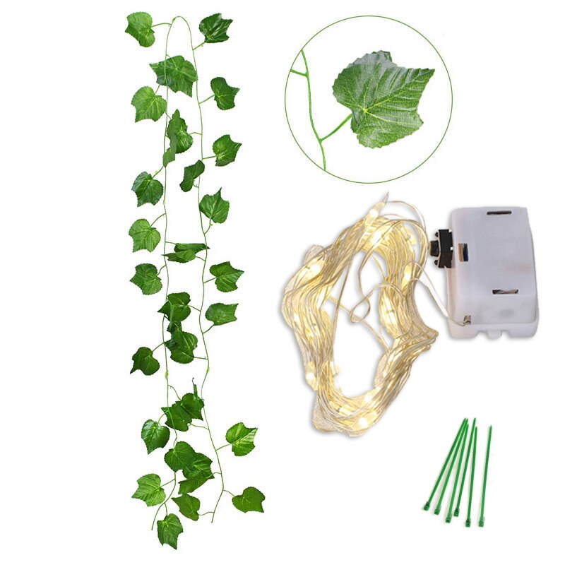 Led ljusslingor murgröna hem bröllop rum dekor konstgjord murgröna blad krans växter diy creeper vine juldekorationer 2022