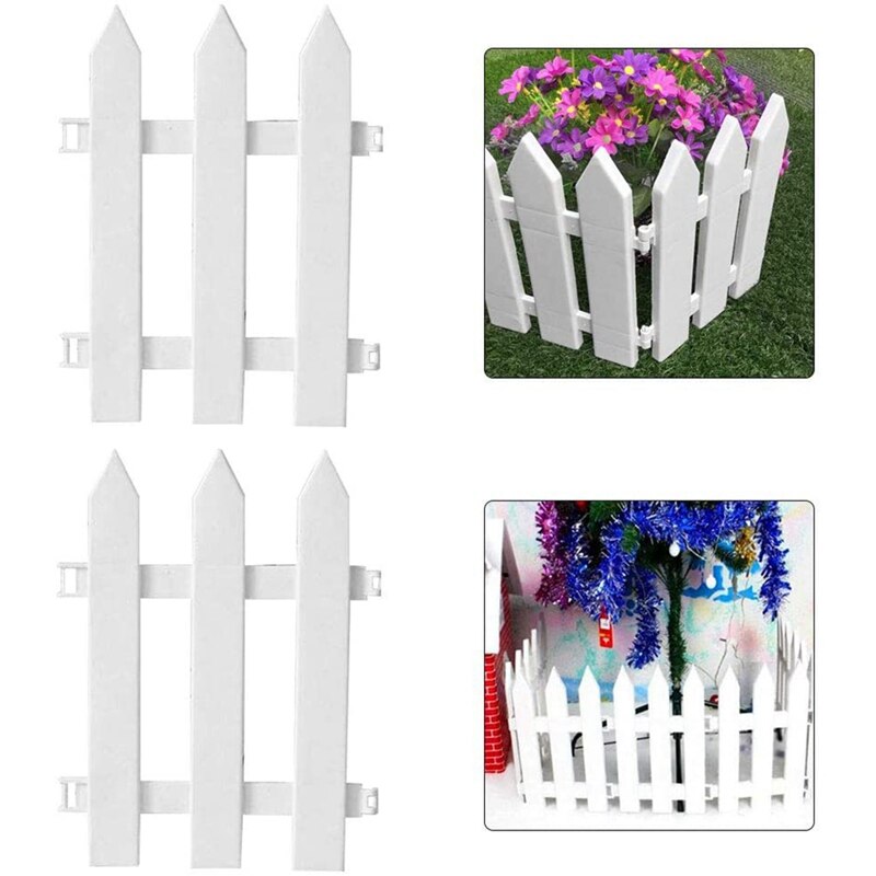 20Pcs Picket Fence Christmas Tree Fence Decoration Garden Lawn Courtyard Fence White