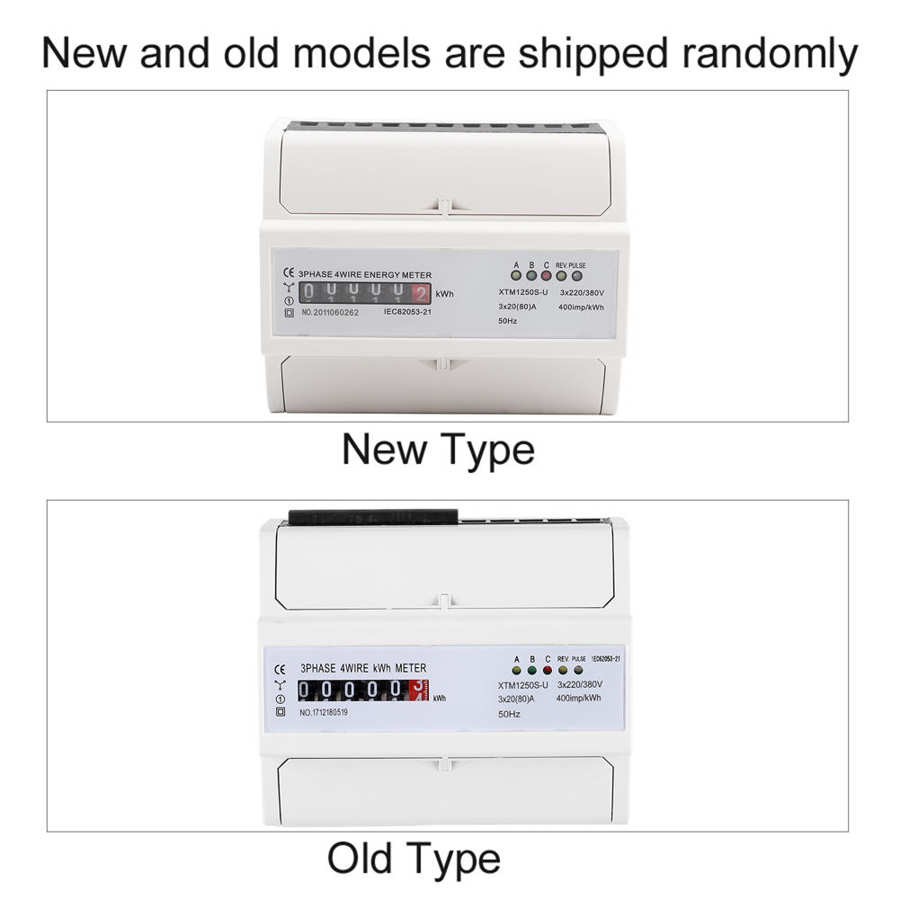 Digital DIN-Rail Electric Meter 20(80)A Electronic KWh Meter 3-phase 4 Wire IEC62053-21 Tool 3 Phase Electric Meter